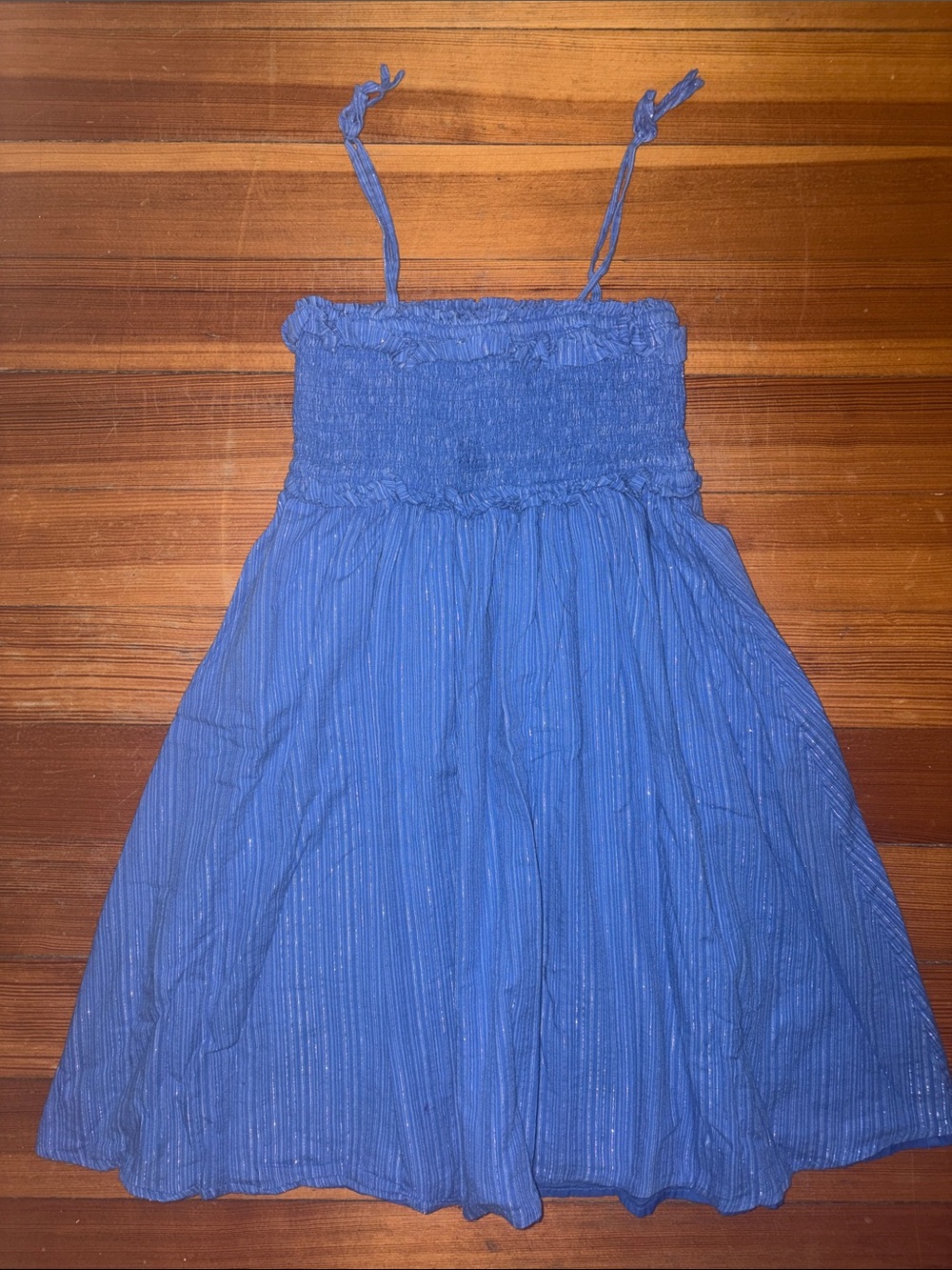 Sparkly blue Crew Cuts sundress with smocked top size 8 EUC